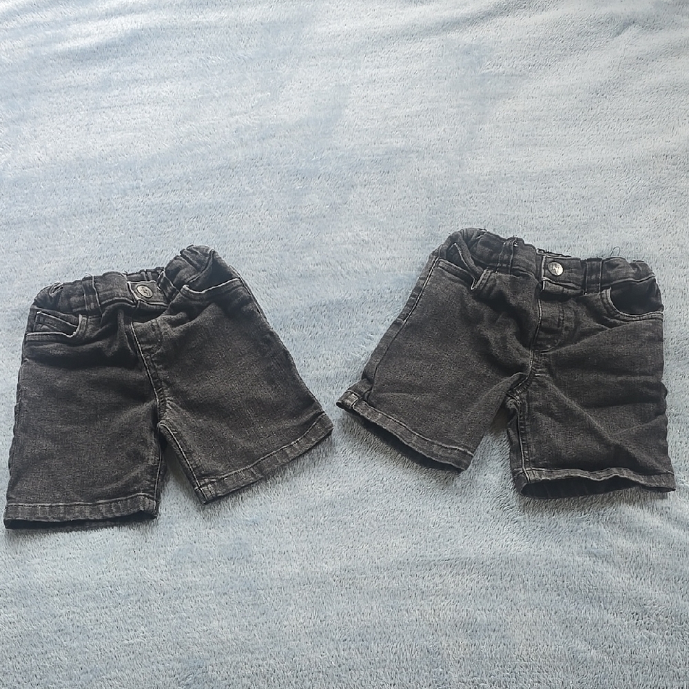 Kids Black Denim Shorts